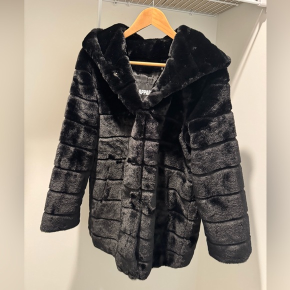 Apparis Hazel Black Faux Fur Coat - Picture 2 of 4